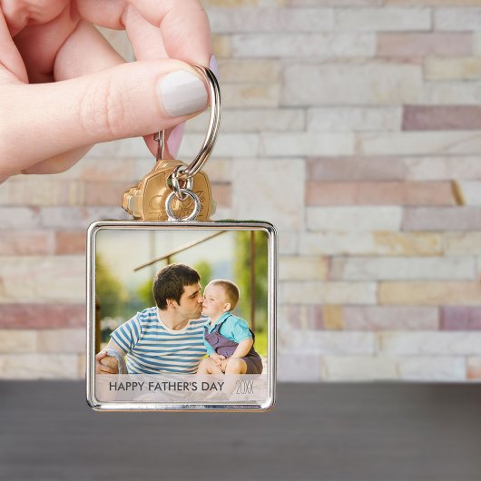 Happy Fathers Day Custom Dad and Child Photo Sleutelhanger