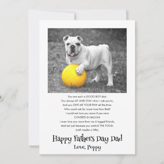 Happy Fathers Day Custom Dog Photo Funny Feestdagenkaart (Voorkant)