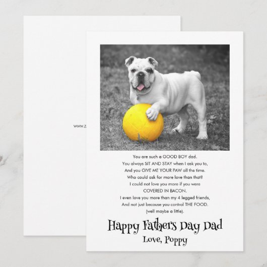 Happy Fathers Day Custom Dog Photo Funny Feestdagenkaart (Voorkant / Achterkant)