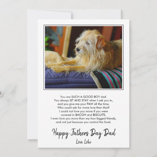 Happy Fathers Day Custom Dog Photo Funny Feestdagenkaart (Voorkant)