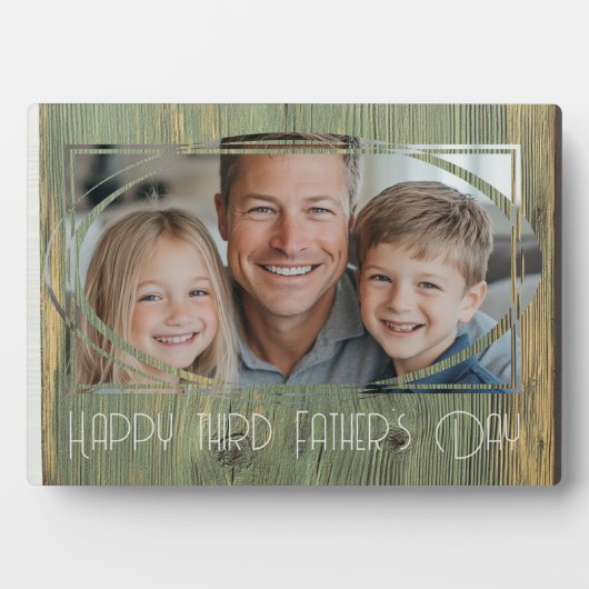 Happy Fathers Day Custom Photo Houten Achtergrond Fotoplaat (voorkant)