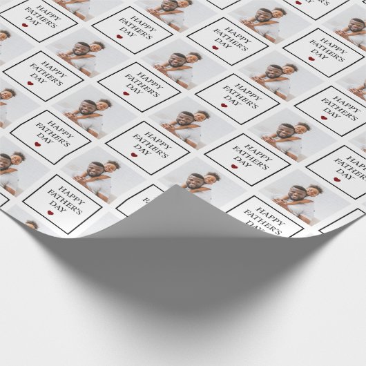 Happy Fathers Day Custom Photo Pattern Cadeaupapier (Hoek)