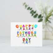 Happy Fathers Day Cute Cartoon Diverse Kinder Text Briefkaart (Staand voorkant)