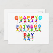 Happy Fathers Day Cute Cartoon Diverse Kinder Text Briefkaart (Voorkant / Achterkant)