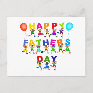 Happy Fathers Day Cute Cartoon Diverse Kinder Text Briefkaart