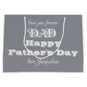 Happy Fathers Day Dad - aangepaste naam wit grijs Groot Cadeauzakje (Voorkant)