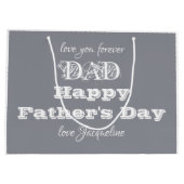 Happy Fathers Day Dad - aangepaste naam wit grijs Groot Cadeauzakje (Achterkant)
