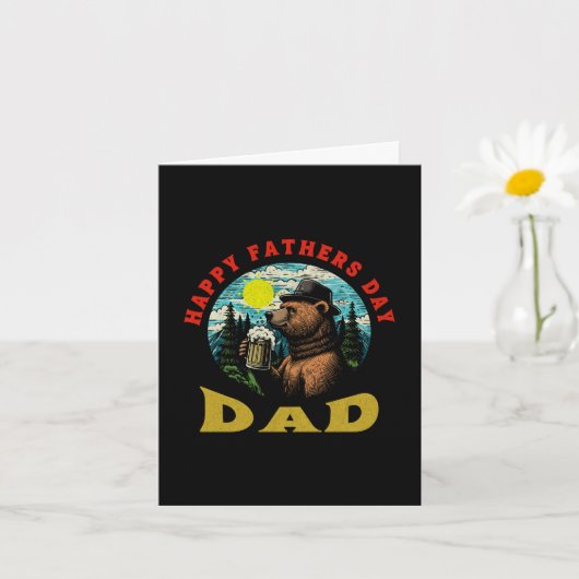 Happy Father's Day Dad Beer Mug Outdoorsman Bear  Kaart (Kleine Plant)