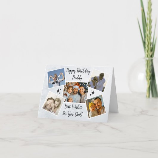 Happy Fathers Day Dad Custom 5 Photo Collage Cool Kaart (Voorkant)