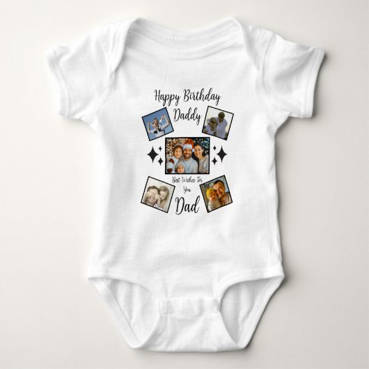 Happy Fathers Day Dad Custom 5 Photo Collage Cool Romper (Voorkant)