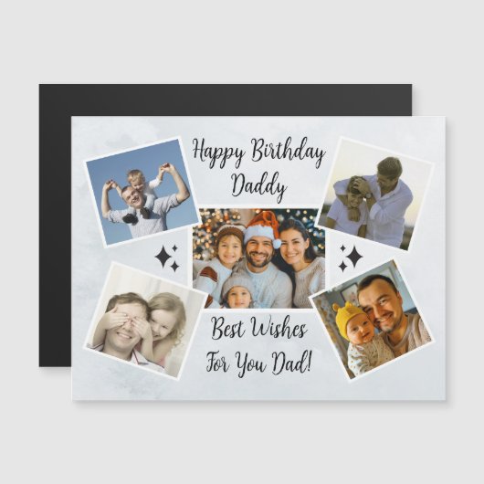 Happy Fathers Day Dad Custom 5 Photo Collage Kaart (Voorkant / Achterkant)