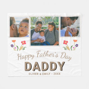 Happy Father's Day Dad Flowers 3 Foto Fleece Deken