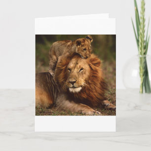 Happy Fathers Day Dad Lion and Lion Cub Kaart