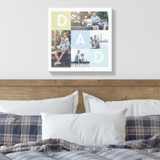 Happy Fathers Day Dad Modern Multi Photo Grid Canvas Afdruk (Insitu (Slaapkamer))