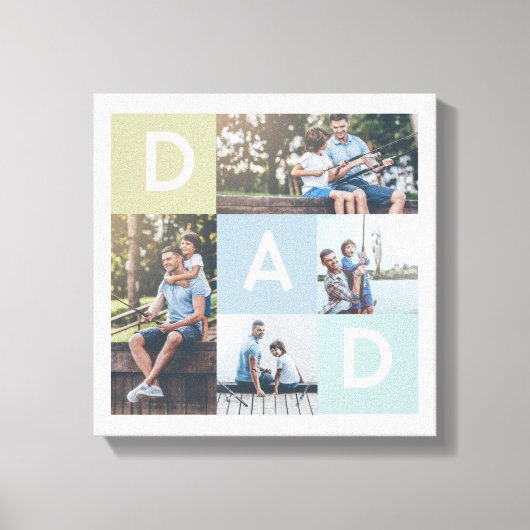 Happy Fathers Day Dad Modern Multi Photo Grid Canvas Afdruk (Voorkant)