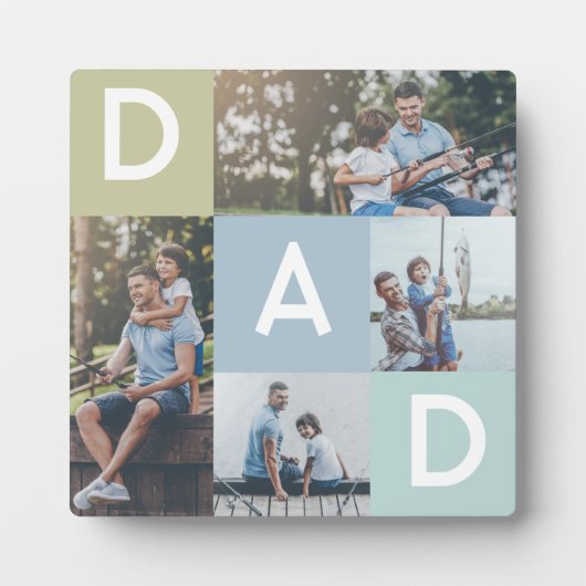 Happy Fathers Day Dad Modern Multi Photo Grid Fotoplaat (Voorkant)