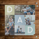 Happy Fathers Day Dad Modern Multi Photo Grid Legpuzzel<br><div class="desc">Stuur een mooie gepersonaliseerde puzzel naar je vader die hij voor altijd zal koesteren. Speciaal gepersonaliseerde foto-collage puzzel om uw eigen speciale familiefoto's en herinneringen weer te geven. Ons ontwerp is voorzien van een eenvoudig rasterontwerp van vier foto's met "vaders" letters die in het rasterontwerp worden weergegeven, samen met de...</div>