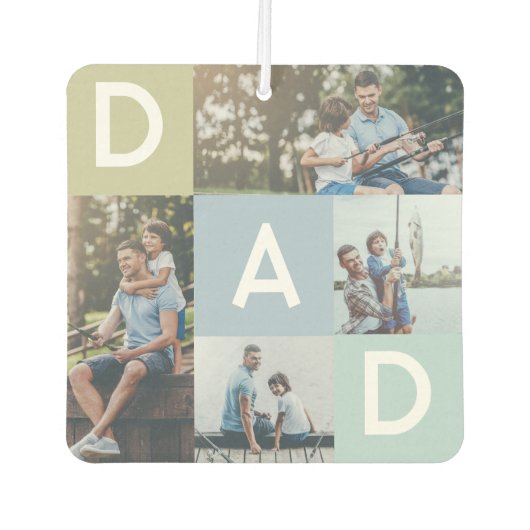 Happy Fathers Day Dad Modern Multi Photo Grid Luchtverfrisser (Voorkant)