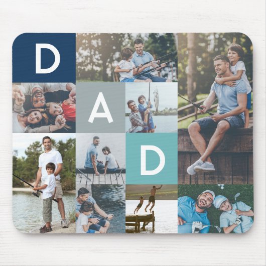 Happy Fathers Day Dad Modern Multi Photo Grid Muismat (Voorkant)