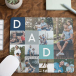 Happy Fathers Day Dad Modern Multi Photo Grid Muismat<br><div class="desc">Stuur een mooi,  gepersonaliseerd muispad naar je vader dat hij voor altijd zal koesteren. Speciaal gepersonaliseerd fotocollage-muispad om 9 van uw eigen speciale familiefoto's en herinneringen weer te geven. Ons ontwerp is voorzien van een modern raster van 9 fotocollage met "pap"-letters die in het rasterontwerp worden weergegeven.</div>