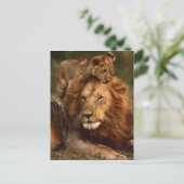 Happy Fathers Day Daddy Lion en Lion Cub Briefkaart (Staand voorkant)