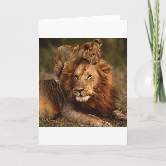 Happy Fathers Day Daddy Lion en Lion Cub Kaart (Voorkant)