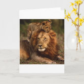Happy Fathers Day Daddy Lion en Lion Cub Kaart (Gele Bloem)