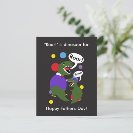 Happy Fathers Day-dinosaurus van Son Personalize Briefkaart (Staand voorkant)