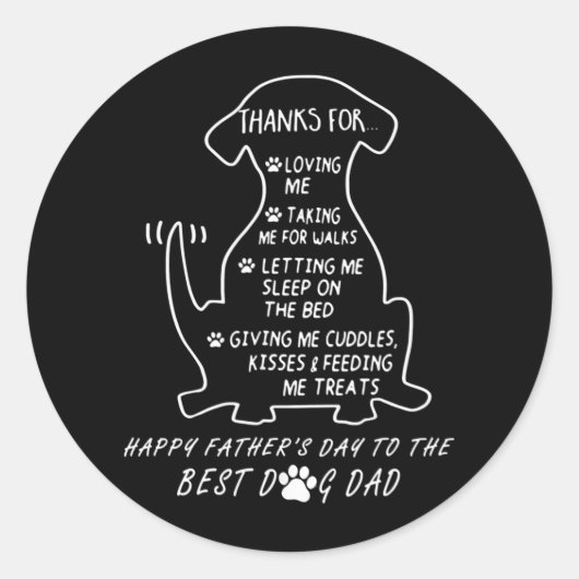 Happy Father's Day Dog Dad  Ronde Sticker (Voorkant)