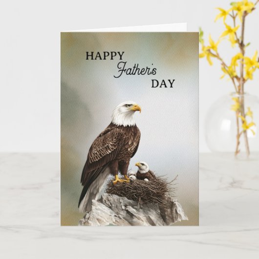 Happy Father's Day Eagle and Chick Kaart (Gele Bloem)
