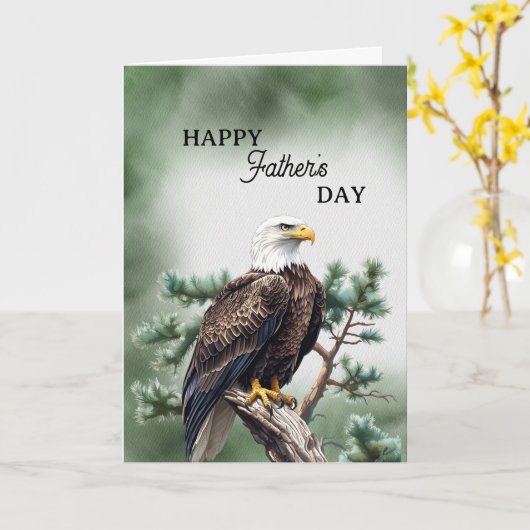 Happy Father's Day Eagle On A Branch Kaart (Gele Bloem)