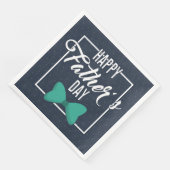 Happy Fathers Day Embleem Blauw Wit Servet (Hoek)