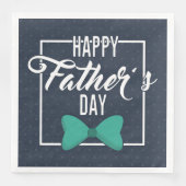 Happy Fathers Day Embleem Blauw Wit Servet (Voorkant)