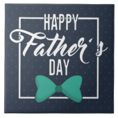 Happy Fathers Day Embleem Blauw Wit Tegeltje (Voorkant)