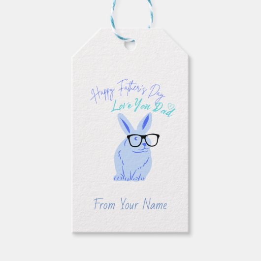 Happy Fathers Day en Cute Bunny Cadeaulabel (Voorkant)