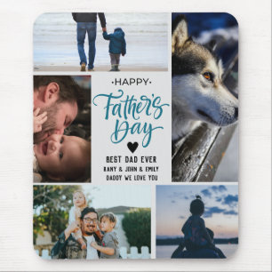 Happy Fathers Day Fotocollage Aangepaste namen Dad Muismat