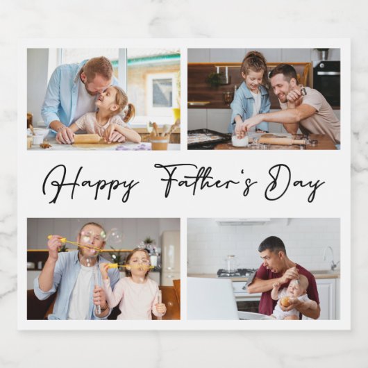 Happy Fathers day-fotocollage Bier Etiket (Enkel label)
