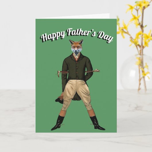 Happy Fathers Day Fox Hunting Hunter Kaart (Gele Bloem)