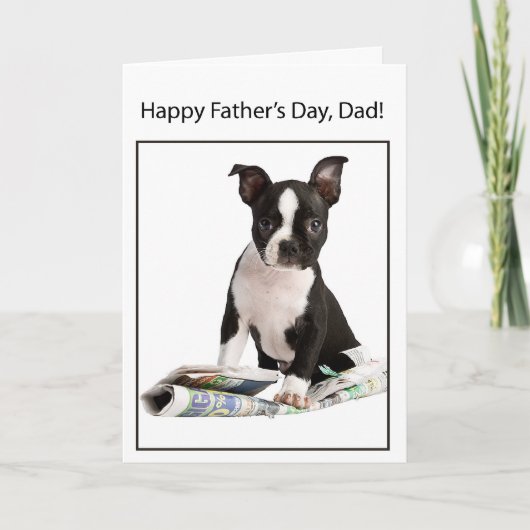 Happy Father's Day from Boston Terrier Dog, to Dad Kaart (Voorkant)