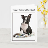 Happy Father's Day from Boston Terrier Dog, to Dad Kaart (Gele Bloem)