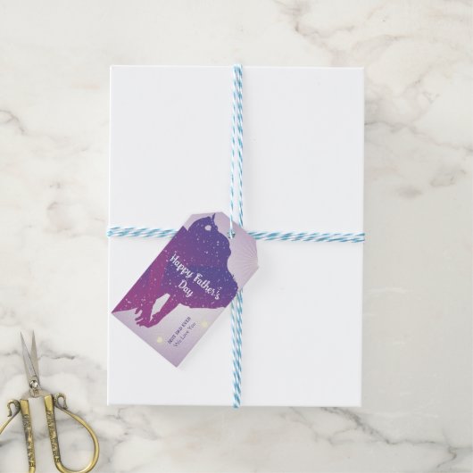 Happy Father's Day Galaxy Gift Label Cadeaulabel (Met Touw)