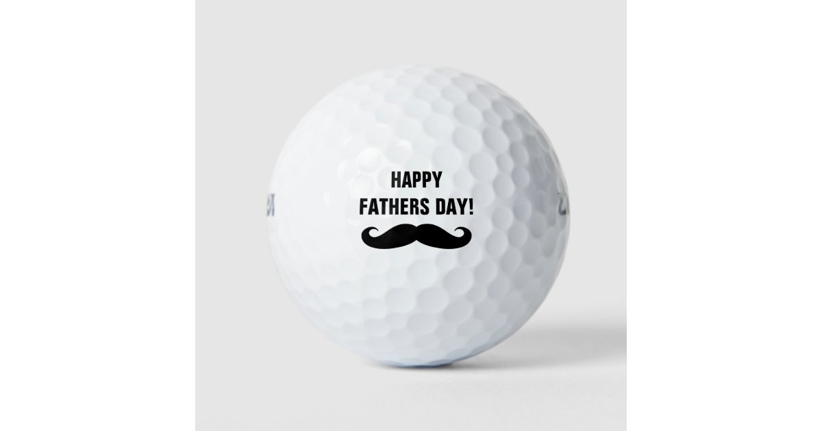 Happy Fathers Day-golfballen met grappige snor Golfballen Zazzle.nl