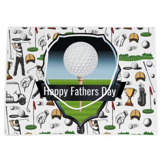 Happy Fathers Day Golfer Groot Cadeauzakje (Voorkant)