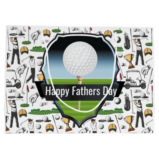 Happy Fathers Day Golfer Groot Cadeauzakje (Achterkant)