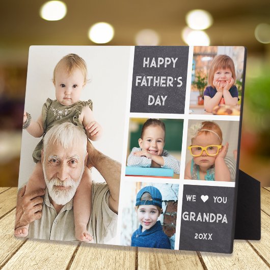 Happy Father's Day Grandpa 5 Photo Chalkboard Fotoplaat