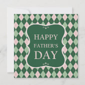 Happy Fathers Day Green Argyle Dinner Party Kaart (Voorkant)