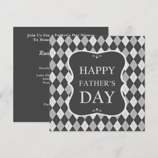 Happy Fathers Day Grey Shades Argyle Dinner Party Kaart