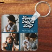 Happy Fathers Day Groovy Retro Drie Foto | BLAUWGR Sleutelhanger (Achterkant)