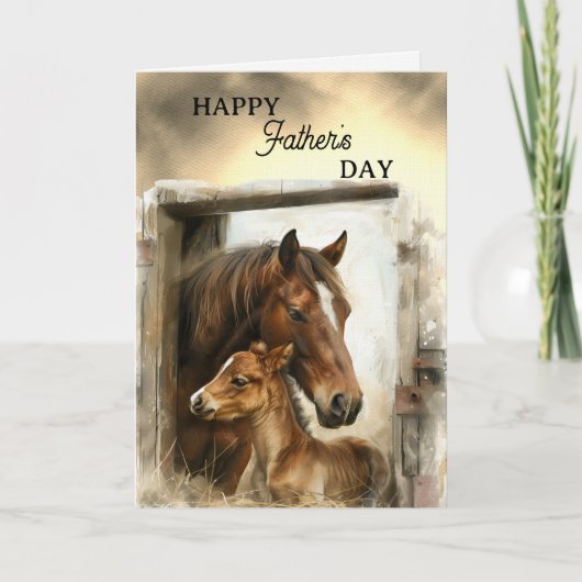 Happy Father's Day Horse and Foal Kaart (Voorkant)