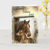 Happy Father's Day Horse and Foal Kaart (Gele Bloem)